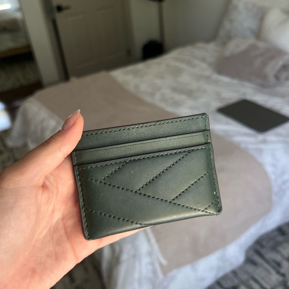 Tory Burch Dark Green Card Holder with Gold Logo - Picture 4 of 4
